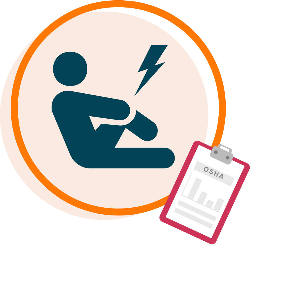 Circle with an injured person and form